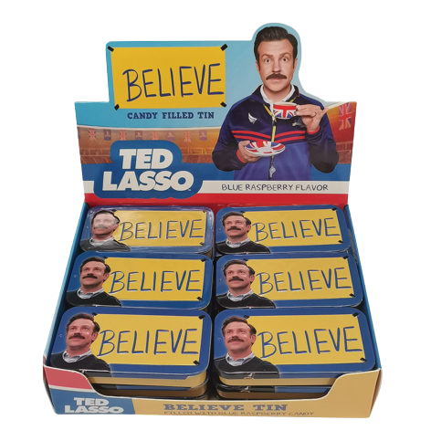 Ted Lasso BELIEVE Candy 0.6 oz. Tin  - For fresh candy and great service, visit www.allcitycandy.com