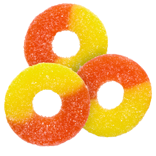 All City Candy Peach Gummi Rings - 4.5 LB Bulk Bag Bulk Unwrapped Albanese Confectionery For fresh candy and great service, visit www.allcitycandy.com