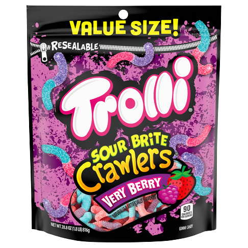 Trolli Sour Brite Crawlers Very Berry Value Size 28.8 oz. Bag - For fresh candy and great service, visit www.allcitycandy.com