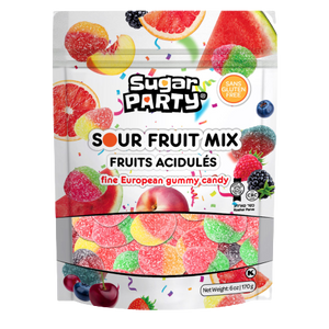 Sugar Party Sour Fruit Mix European Gummy Candy 6 oz. Bag