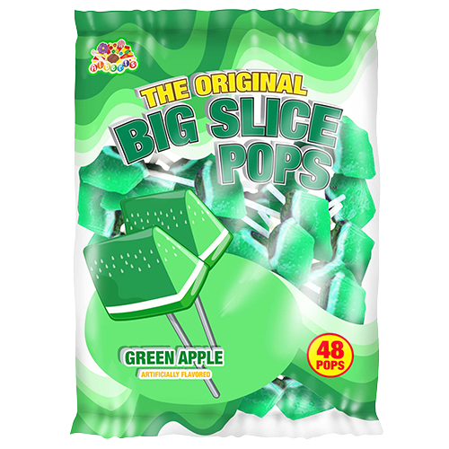 Big Slice Pops Green Apple Lollipops - Bag of 48 - All City Candy Big Slice Pops Green Apple Lollipops - Bag of 48 - All City Candy