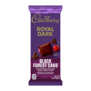 All City Candy Cadbury Royal Dark Black Forest Cake X-Large 3.5 oz. Bar Chocolate Fudge Cookie Pieces For fresh candy and great service visit www.allcitycandy.com