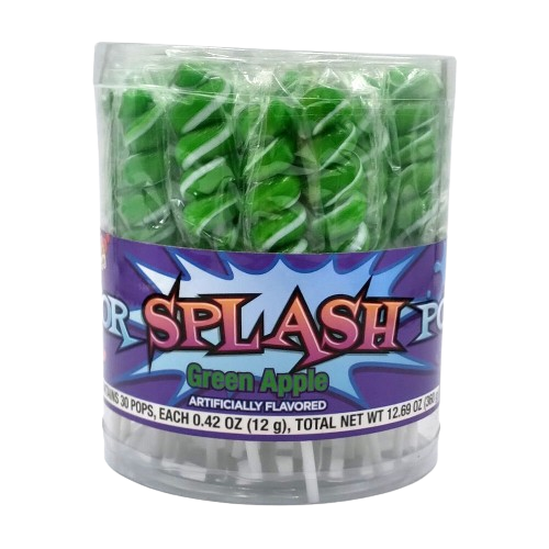 Green & White Color Splash Green Apple Swirl Lollipops - Tub of 30