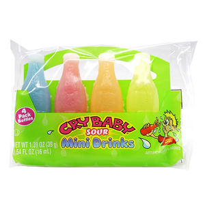 All City Candy Cry Baby Sour Mini Drink 4-Pak 1.39 oz. Concord Confections (Tootsie) For fresh candy and great service, visit www.allcitycandy.com
