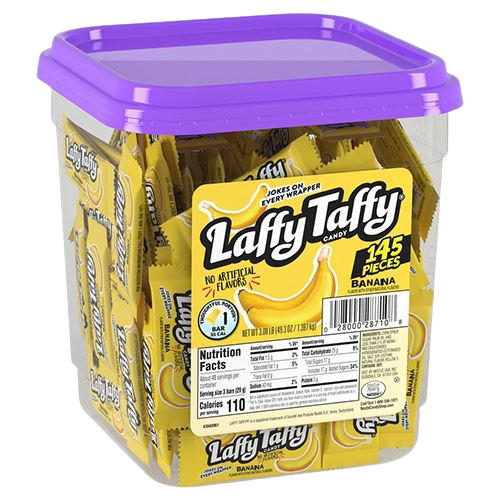 All City Candy Laffy Taffy Banana .3-oz. Mini Bar - Tub of 145 Taffy Ferrara Candy Company For fresh candy and great service, visit www.allcitycandy.com