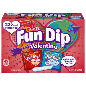 All City Candy Lik-M-Aid Fun Dip  Valentine 22 count 9.46 oz. Box Valentine's Day Ferrara Candy Company For fresh candy and great service, visit www.allcitycandy.com