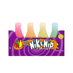 All City Candy Nik-L-Nip Mini Drinks Wax Bottles 4-Pack Liquid & Spray Candy Concord Confections (Tootsie) 1 Pack For fresh candy and great service, visit www.allcitycandy.com