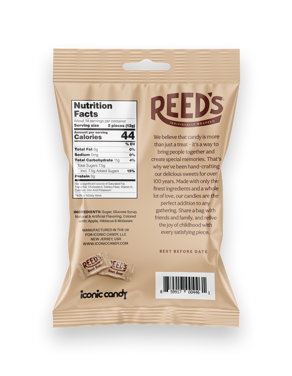 Reed's Wrapped Root Beer Hard Candy 6.25 oz. Bag All City Candy
