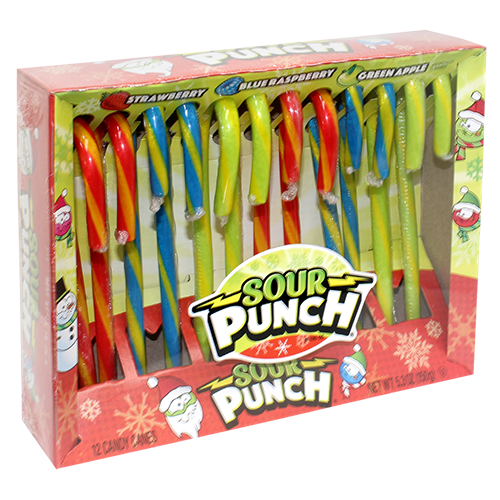 Sour Punch Assorted Candy Canes - 12 Count 5.3 oz. Box - All City 