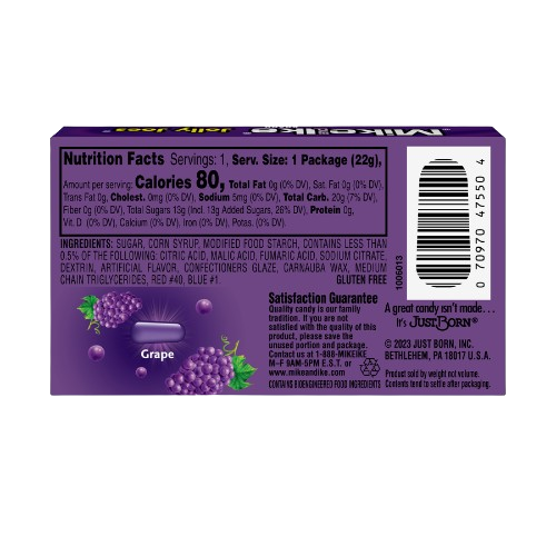 Mike And Ike Jolly Joes Grape Theater Box Candy, 4.25 Oz