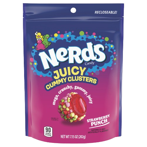 NERDS Juicy Gummy Clusters – Strawberry Punch Candy, 7.15 oz Bag