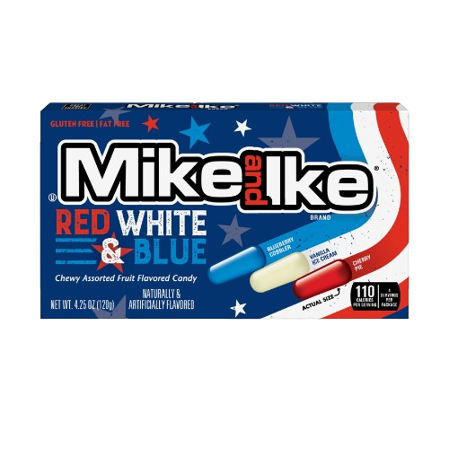 Mike and Ike Red, White and Blue 4.25 oz. Theater Box - Visit www.allcitycandy.com for fresh and delicious candy treats.