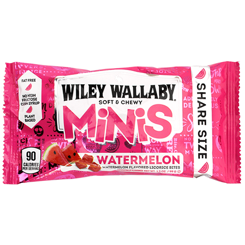 Wiley Wallaby Minis Watermelon 3.5 oz. Bag - Visit www.allcitycandy.com for great candy, service and delicious treats.