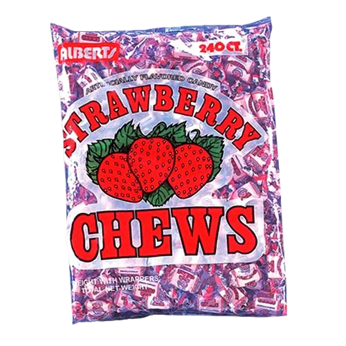 All City Candy Albert's Strawberry Chews Candy - 240 Piece Bag Chewy Albert's Candy For fresh candy and great service, visit www.allcitycandy.com