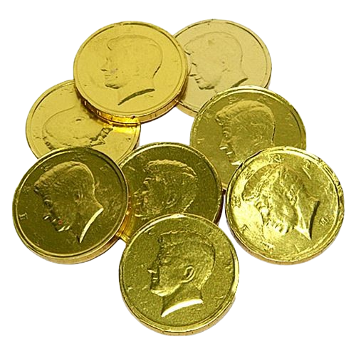 Gold Foiled Milk Chocolate Half Dollar Coins Bulk Bags