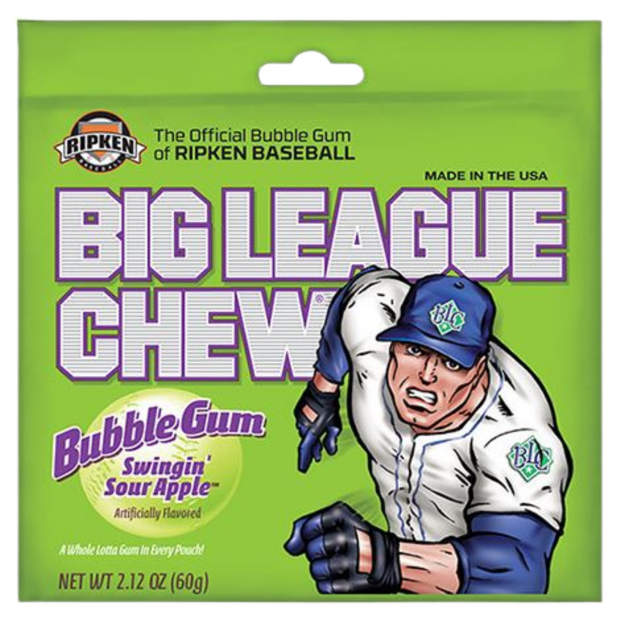 All City Candy Big League Chew Swingin' Sour Apple Bubble Gum - 2.12-oz. Bag Gum/Bubble Gum Ford Gum & Machine Company 1 Bag For fresh candy and great service, visit www.allcitycandy.com