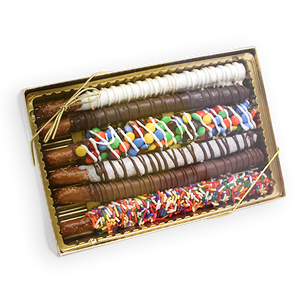 For fresh candy and great service, visit www.allcitycandy.com - Hot Rods Gourmet Chocolate Covered Pretzel Rods Gift Box