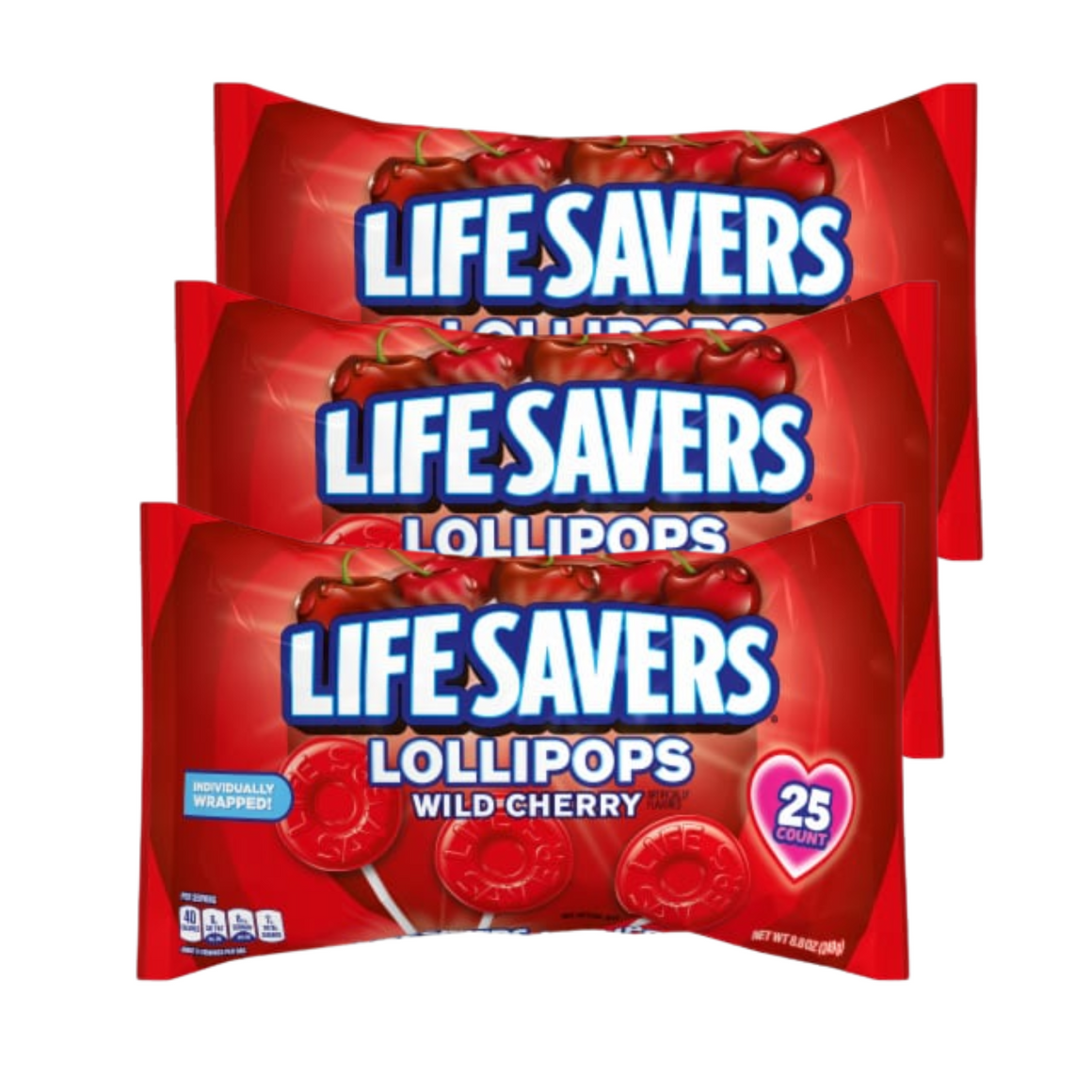 Lifesavers Lollipops Wild Cherry 25 Count 8.8 oz. Bag www.allcitycandy.com for fresh and delicious sweet candy treats