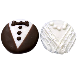 Bride & Groom Chocolate Covered Oreos Set (2 Dozen Minimum) - For fresh candy and great service, visit www.allcitycandy.com