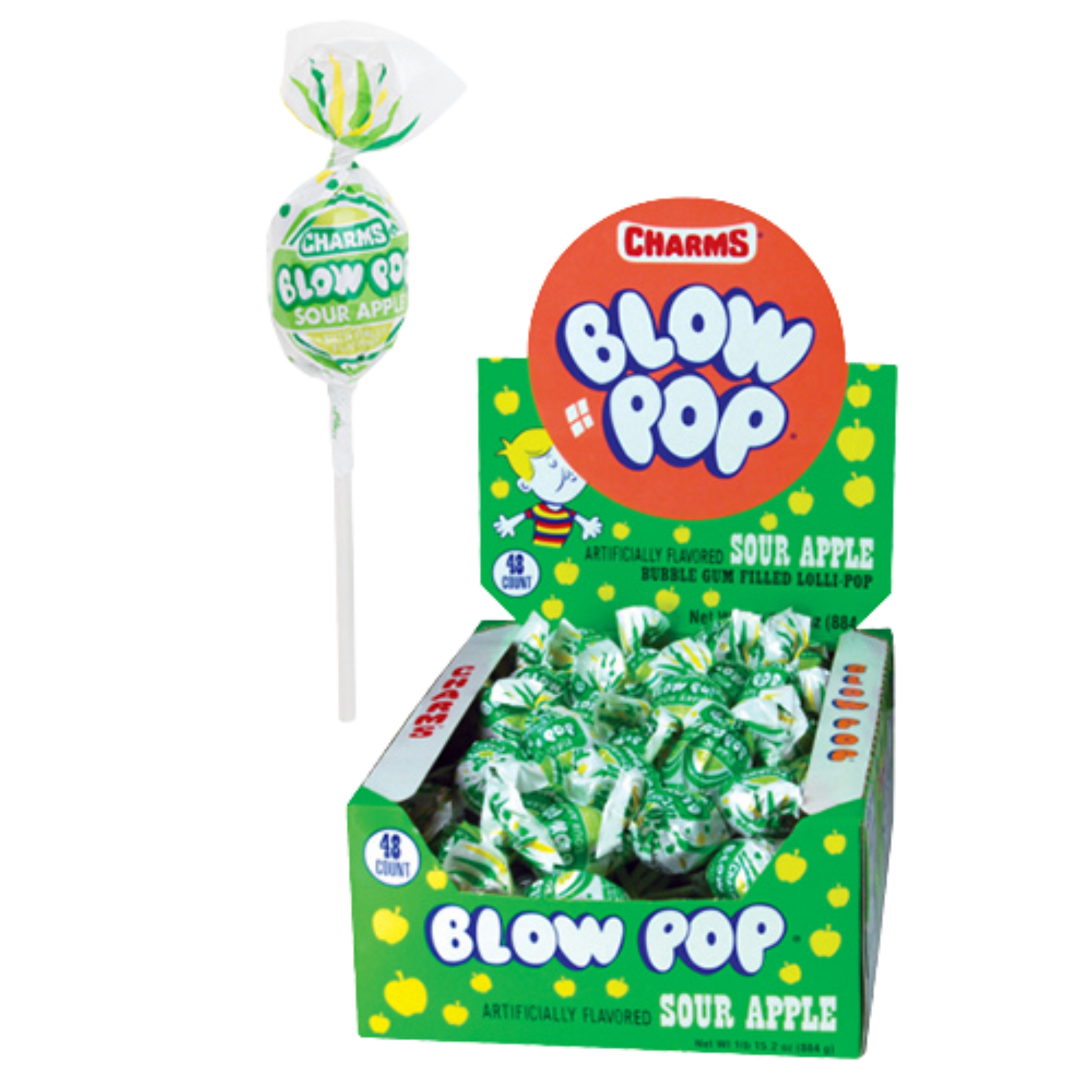 All City Candy Charms Sour Apple Blow Pop Lollipops Case of 48 Lollipops & Suckers Charms Candy (Tootsie) For fresh candy and great service, visit www.allcitycandy.com
