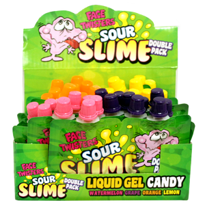 For fresh candy and great service, visit www.allcitycandy.com - Face Twister Sour Slime Double Pack Series 2 Assorted 1.4 oz.