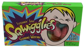 Screamin' Sour Sqwigglies Gummi Worms - 3.5-oz. Theater Box - All