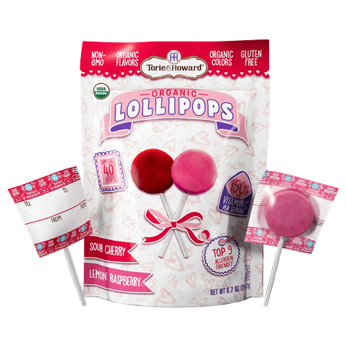 Torie & Howard Organic Valentines Lollipops 40 Count 8.7 oz. Bag