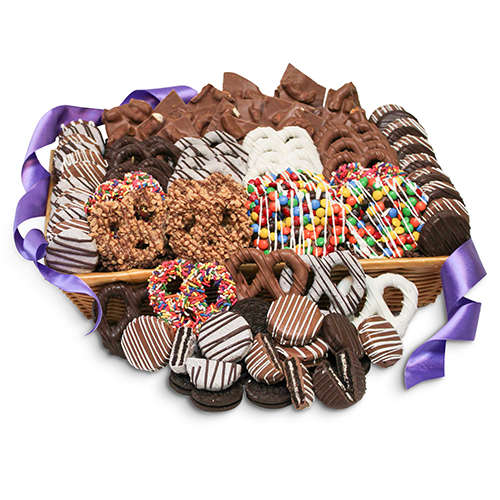  Happy Holidays Gift Basket, Chocolate Covered Pretzel Gift [6  Flavors] Gourmet Holiday Gift