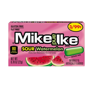 All City Candy Mike and Ike Sour Watermelon Chewy Candies 0.78 oz. Box- For fresh candy and great service, visit www.allcitycandy.com