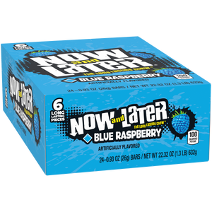 All City Candy Now and Later Blue Raspberry Candy 6-Pack Case of 24 Taffy Ferrara Candy Company For fresh candy and great service, visit www.allcitycandy.com