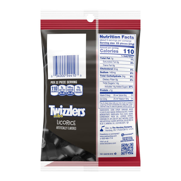 Twizzlers Nibs Black Licorice Candy Bits 6 oz. Bag All City Candy