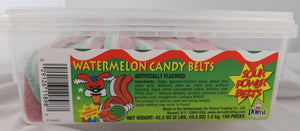 Sour Power Unwrapped Watermelon Candy Belts - Tub of 150