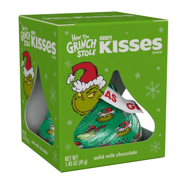 All City Candy Hershey's Solid Milk Chocolate Kiss with Grinch Foil 1.45 oz. Christmas  Hershey's  For fresh candy and great service, visit www.allcitycandy.com