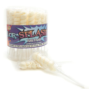 All City Candy Ivory White Color Splash Tutti Frutti Swirl Lollipops - Tub of 30 Lollipops & Suckers Albert's Candy For fresh candy and great service, visit www.allcitycandy.com