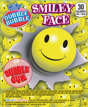 All City Candy Dubble Bubble Smiley Face Gumballs - 3 LB Bulk Bag Gum/Bubble Gum Concord Confections (Tootsie) For fresh candy and great service, visit www.allcitycandy.com
