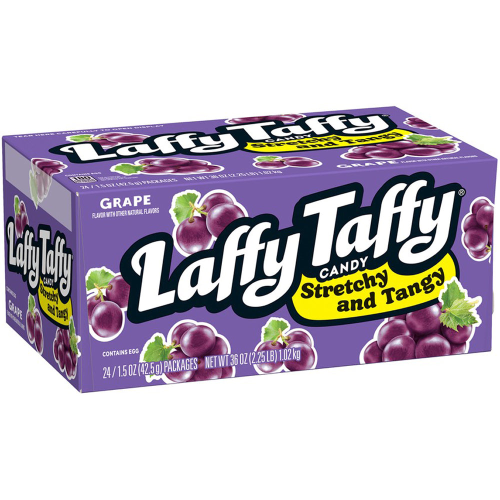All City Candy Laffy Taffy Stretchy & Tangy Grape Candy Bar 1.5 oz. 1 Bar Ferrara Candy Company For fresh candy and great service, visit www.allcitycandy.com