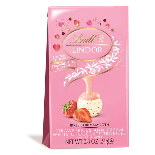 Lindt Lindor Strawberries & Cream White Chocolate Truffles Mini Valent -  All City Candy