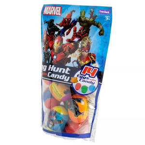 All City Candy Marvel Universe Plastic Egg Hunt with Candy 14 count Bag 2.47 oz. Easter Frankford Candy For fresh candy and great service, visit www.allcitycandy.com