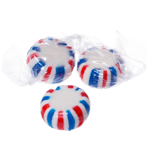 Red White & Blue Peppermint Starlight Mints Hard Candy - 5 LB Bulk Bag -  All City Candy
