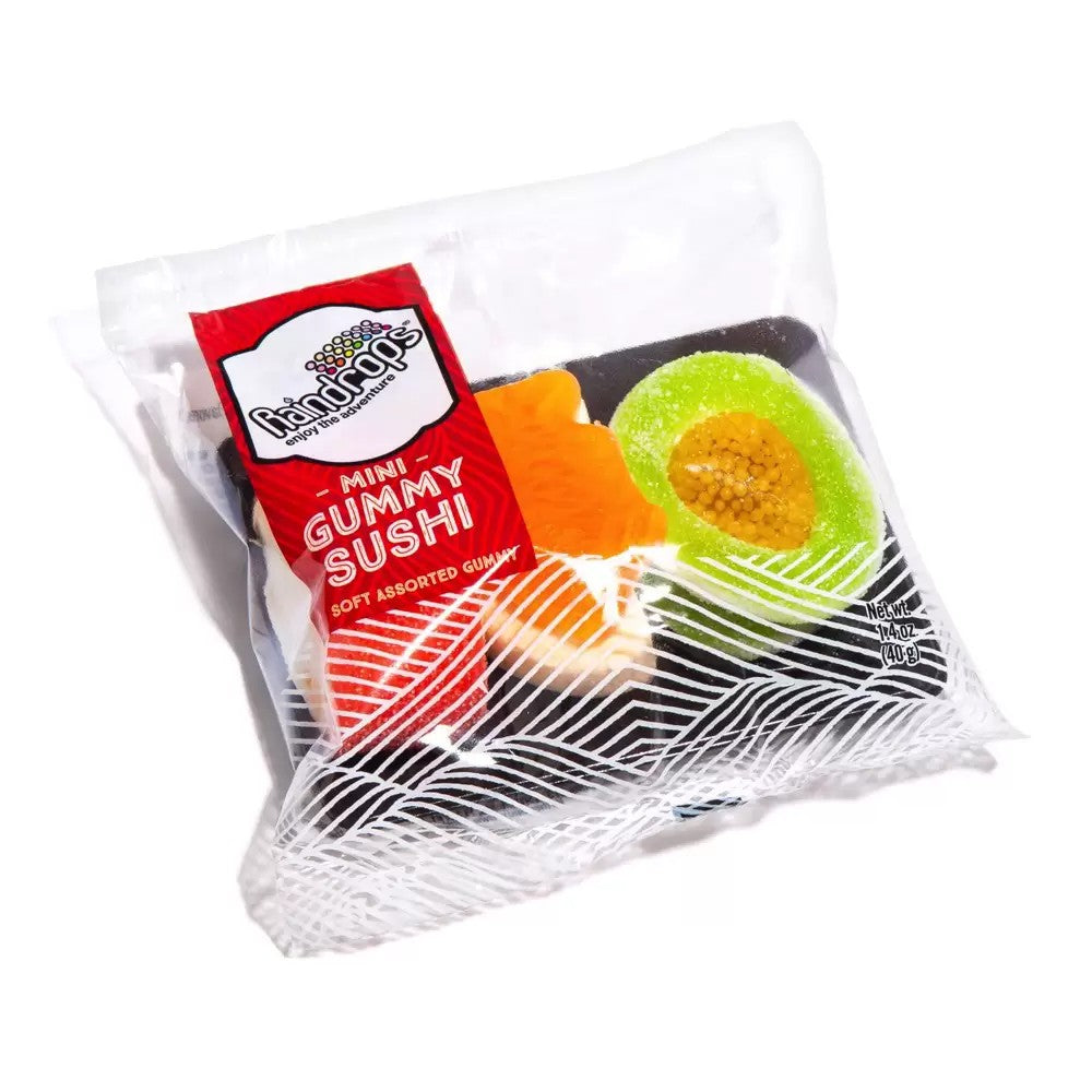 All City Candy Raindrops Mini Gummi Sushi 1.4 oz. Pack Novelty Raindrops Enterprises For fresh candy and great service, visit www.allcitycandy.com