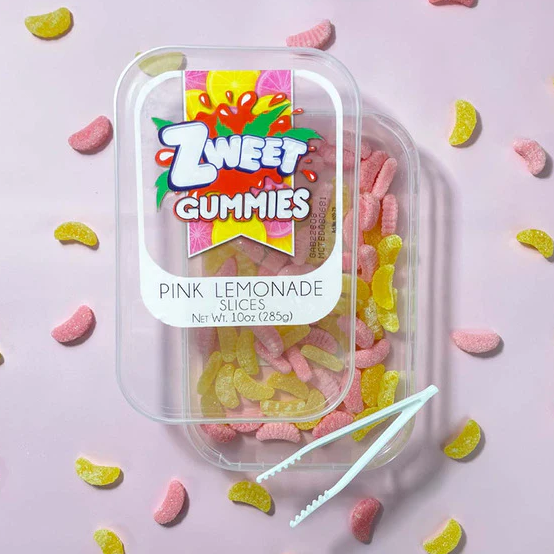 Zweet Gummies Sour Pink Lemonade Slices 10 oz. Tub - All City Candy Zweet Gummies Sour Pink Lemonade Slices 10 oz. Tub - All City Candy