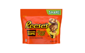 Reese's Milk Chocolate Mini Cups Stuffed with Reese's Puffs 9.6 oz. Bag. For fresh candy and great service, visit www.allcitycandy.com