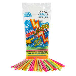 All City Candy Mini Neon Laser Powder Straws - 240 Piece Bag Powdered Candy Albert's Candy For fresh candy and great service, visit www.allcitycandy.com