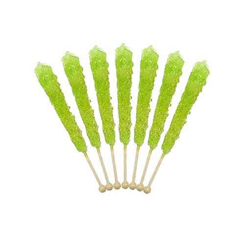 All City Candy Light Green Watermelon Flavored Rock Candy Crystal Sticks - Tub of 36 Rock Candy Espeez For fresh candy and great service, visit www.allcitycandy.com