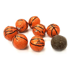 All City Candy Palmer Chocolate Flavored Foil Wrapped Basketballs - 3 LB Bulk Bag Bulk Wrapped R.M. Palmer Company For fresh candy and great service, visit www.allcitycandy.com