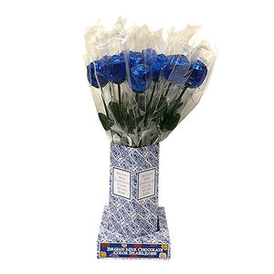 All City Candy Royal Blue Foiled Belgian Chocolate Color Splash Roses Chocolate Albert's Candy Case of 20 For fresh candy and great service, visit www.allcitycandy.com