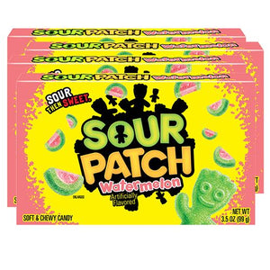 All City Candy Sour Patch Watermelon Soft & Chewy Candy - 3.5 oz. Theater Box Theater Boxes Mondelez International Case of 12 For fresh candy and great service, visit www.allcitycandy.com