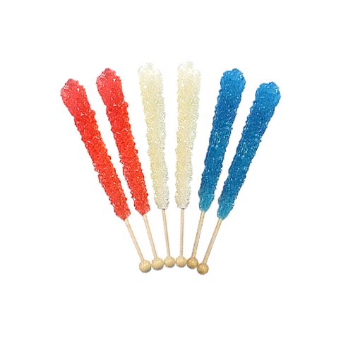 USA Rock Red, White & Blue Rock Candy Crystal Sticks - Tub of 36