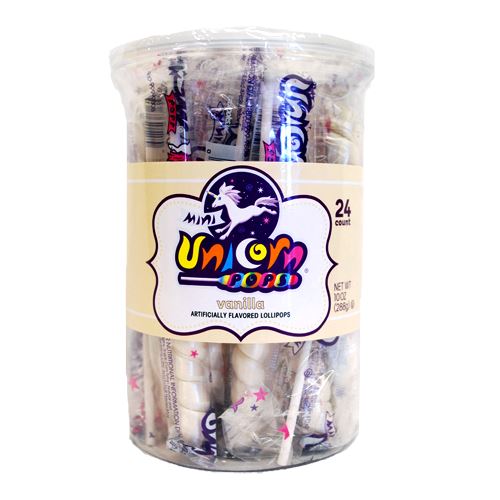 All City Candy White Vanilla Mini Unicorn Pop - 24 Count Tub Lollipops & Suckers Adams & Brooks For fresh candy and great service, visit www.allcitycandy.com