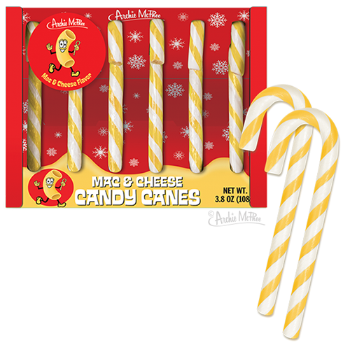 Archie McPhee Mac & Cheese Flavor Candy Canes - Box of 6